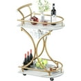 thumbnail image 4 of JRHRXXY 2-Tier Bar Cart,Gold Wine Cart with Wine Rack & Glass Holder,Home Serving Cart,for Party, 4 of 12