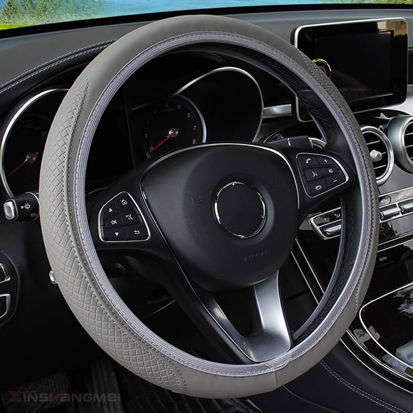 Universal Microfiber Leather Steering Wheel Cover Protector with Elastic Stitching Design for Enhanced Grip and Interior Style