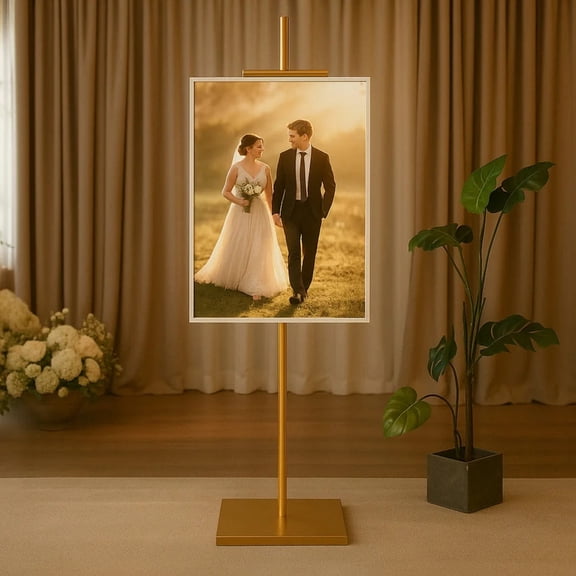 Gold 5.5 feet Adjustable Heavy Duty Metal Floor Display Easel Stand Party Welcome Board
