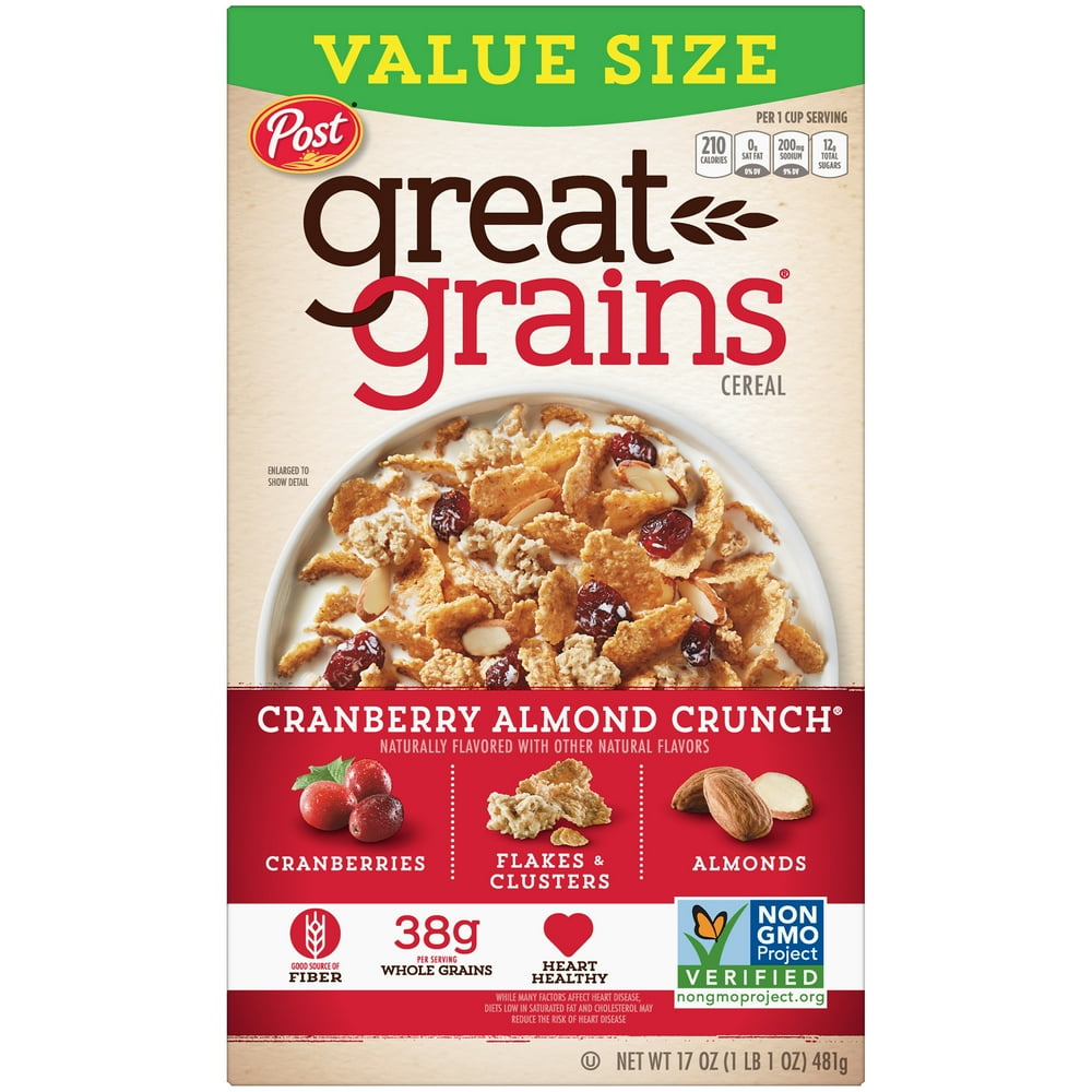 Post Great Grains Cranberry Almond Crunch Breakfast Cereal, Non GMO