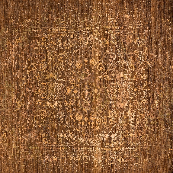 Ahgly Company Indoor Square Oriental Orange Industrial Area Rugs, 3' Square
