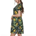thumbnail image 2 of Naloa Citrus Fruits Elegant Lemons Print Womens Summer A-Line Dress with Pockets,Short Sleeve Dresses,Flowy Beach Swing Dress for Vacation Travel, 2 of 6