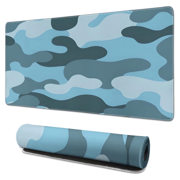 Tapis de Souris Camouflage Texture Bleue Imperméable, Caoutchouc+multispandex Antidérapant pour Bureau Maison Jeu 31.5x15.7 Pouces