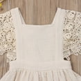 thumbnail image 3 of Franhais Baby Girl Summer Sleeveless Dress Flare Sleeve Lace Patchwork V Back Tutu Sundress Solid Color Square Collar Princess Clothes, 3 of 5