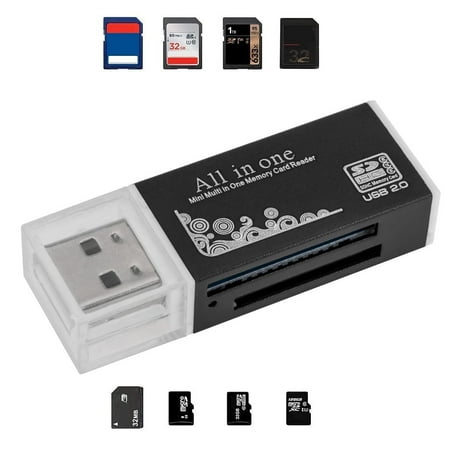 Acuvar Ultra High Speed Memory Card Reader & Writer for SD SDHC SDXC MicroSD MicroSDHC MicroSDXC Computers and All USB Enabled Devices (Black)