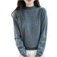thumbnail image 1 of WRKEKC Chemises à Manches Longues pour Femmes Couleur Unie Couche de Base en Tricot Ample Col Rond Tunique Décontractée Tissu Doux pour Automne Hiver Confort Quotidien, 1 of 6