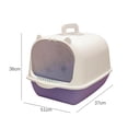 thumbnail image 3 of lionlar Enclosed Cat Toilet Portable Detachable Kitty Litter Tray Easy Cleaning Reusable Violet White, 3 of 9