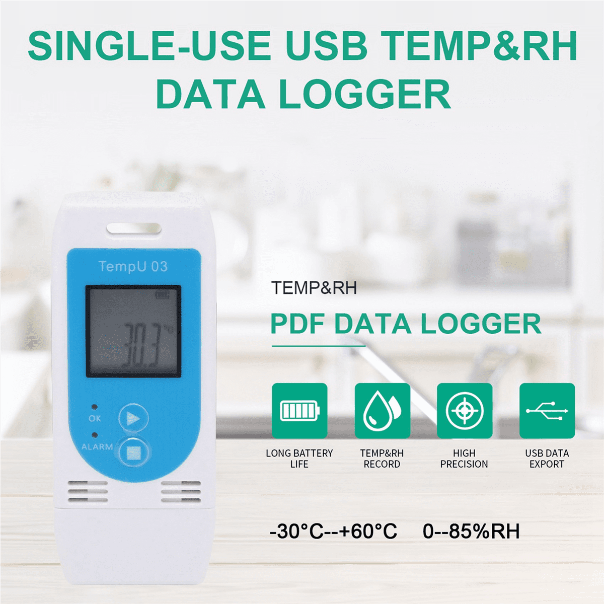 4X TempU 03 USB Temperature Humidity Data Logger Reusable RH TEMP Datalogger Recorder Humiture Recording Meter,4 x USB Temperature Humidity Recording Tester,white