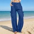 thumbnail image 2 of Atogsazn Womens Wide Leg Cargo Sweatpant Casual Loose Fit Pants Baggy Summer Trouser with Pocket Beach Vacation Outfit Blue B XXL Fashion, 2 of 5