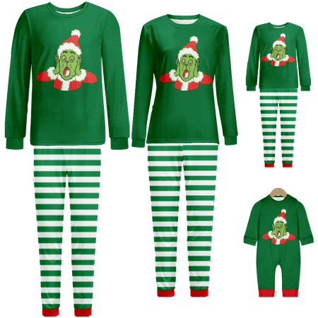 

Family Christmas Pajamas Set The Grinch Stripe Print Sizes Baby-Kids-Adult-Pet 2-Piece Top and Pants Bodysuits Xmas PJS Sleepwear