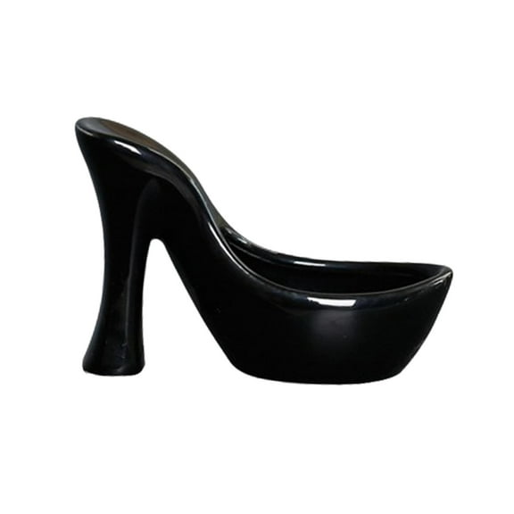 Colaxi Ceramic Flower Pot Desktop Flowerpot High Heel Shaped Lightweight Plant Container Nursery Pot for Balcony Garden Outdoor Yard Black