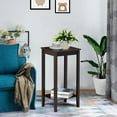 thumbnail image 6 of REKHH  2-Tier Tall End Table with Storage Shelf and Solid Wood Legs, Sofa Side Table Telephone Table for Living Room/Couch/Hallway/Small Spaces, D12xW15xH29 Inches, Dark Coffee, 6 of 6