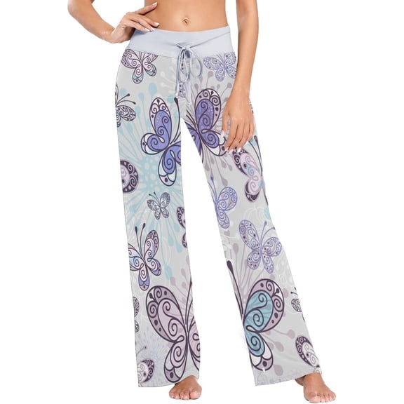 GZHJMY Women's Pajama Pants Transparent Butterflies Comfy Stretch Sleepwear Womens Wide Leg Pants Casual Loose Yoga Sweatpants Comfy Lounge Pajama, X-Large