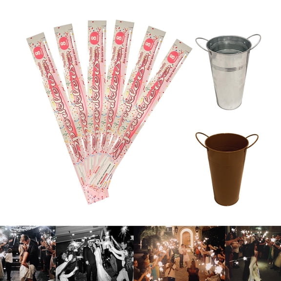 King of Sparklers Wedding Sparklers Bucket Combo Pack 20"-inch for wedding grand exit reception send-off party (Pack of 48, Brown Bucket)