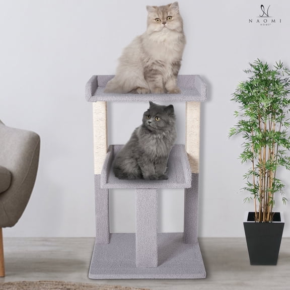 Lulu 2-Tier Cat Tree Tower for Indoor Cats – Large Cat Tower & Cat Condo for Large Cats | Cat Tree House:Gray