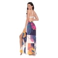 thumbnail image 3 of FORMRS Womens Long Sarong Beach Wrap Semi-Sheer Bikini Skirt Bathing Swimsuit Cover Up, Flowers Pattern Style, 3 of 7