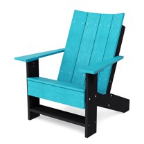 Wildridge Contemporary Adirondack Chair, Aruba Blue and Black - All-Weather Recycled Plastic Furniture for Patio, Deck, Lawn