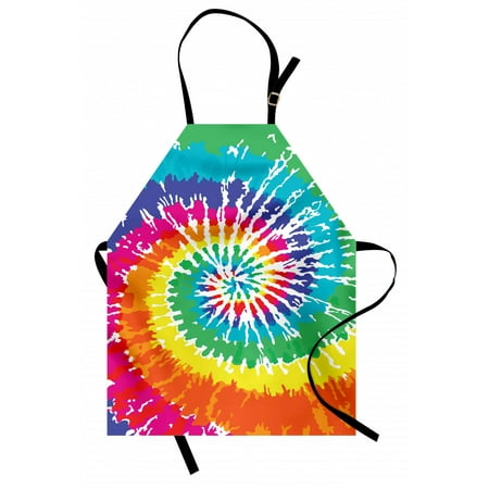 

Rainbow Apron Digital Spiral Vortex Vibrant Rainbow Colored Sixties Ikat Psychedelic Pattern Print Unisex Kitchen Bib Apron with Adjustable Neck for Cooking Baking Gardening Multi by Ambesonne