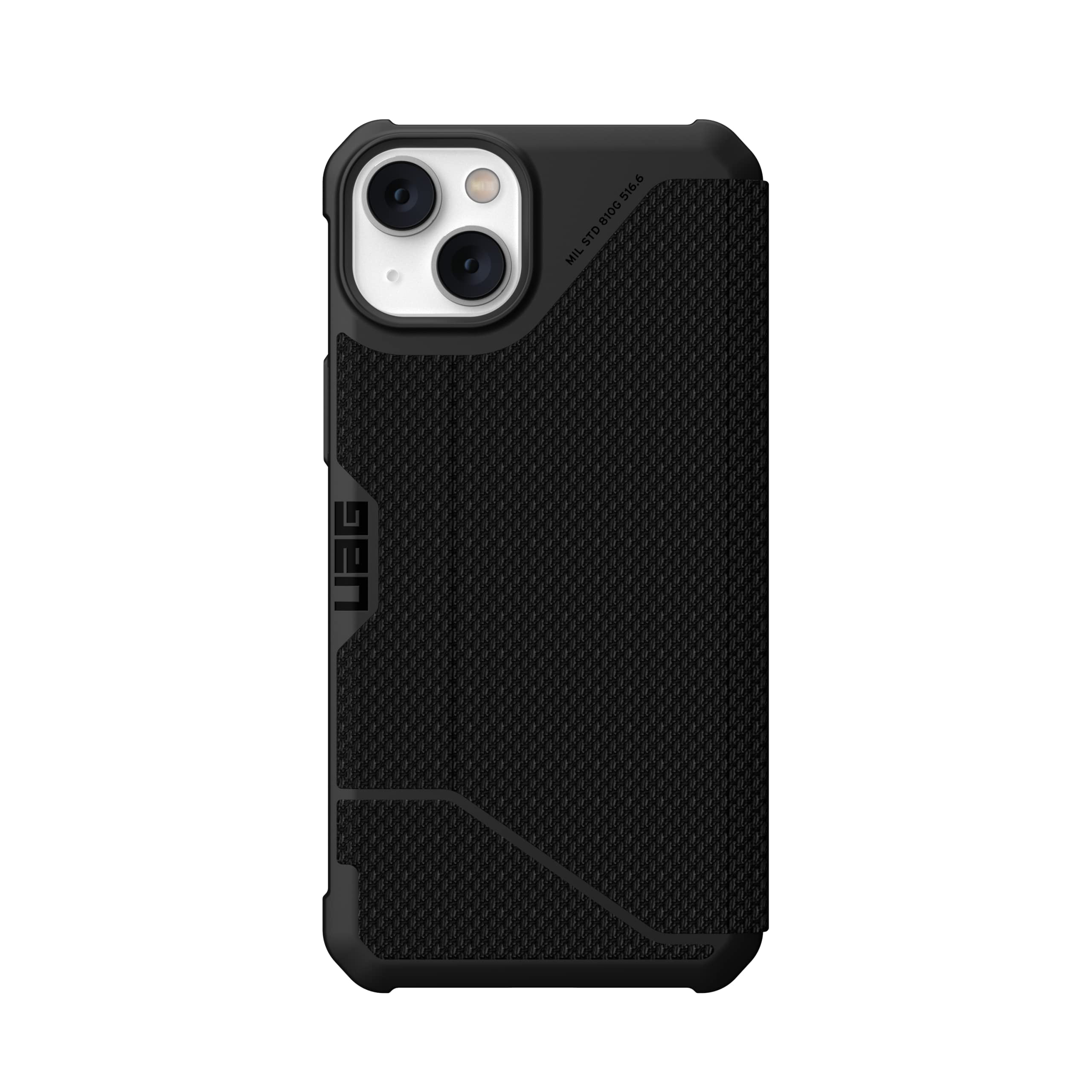 UAG iPhone 14 Plus Case Kevlar Black 6.7" Metropolis Folio Flip Wallet Rugged Protective Cover with Card Holder Magnetic Closure Compatible with Wireless Charging by URBAN ARMOR GEAR