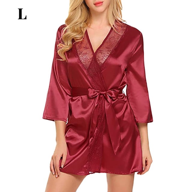 Sexy camisón mujeres niñas encaje albornoz camisón ropa de dormir vestido, rojo, l Methold AP001162-08B