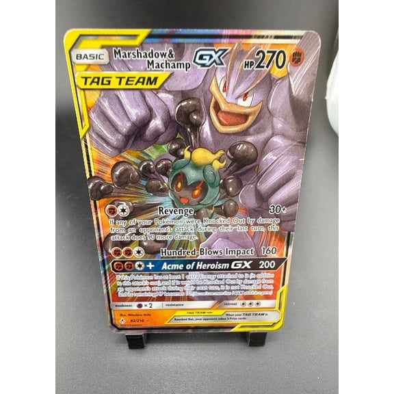 Collectible 2019 Pokemon Unbroken Bonds Marshadow & Machamp GX Holo Rare Trading Card 82/214