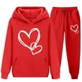 thumbnail image 4 of Boys Girls Baggy Sweatsuits 2 Piece Outfits Heart Print Clothing Set Pullover Hoodies and Trackpants New Girls Matching Sets Red 8-9 Years, 4 of 5