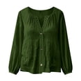 thumbnail image 4 of Soyumi Womens Oversized Tshirts Summer Casual Short Sleeve Crew Neck T Shirt Loose Fit Side Slit Tee Tops 3/4 Sleeve Button Down Shirts Cotton Linen Blouses Tops, Green, 4 of 4