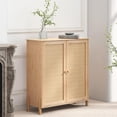thumbnail image 6 of IVV Modern Mid-Century Storage Cabinet with 2 Woven Rattan Doors, Adjustable Shelves & Solid Wood Legs, Bohemian Style Accent Cabinet for Living Room, Dining Room, Entryway (Natural), 6 of 7