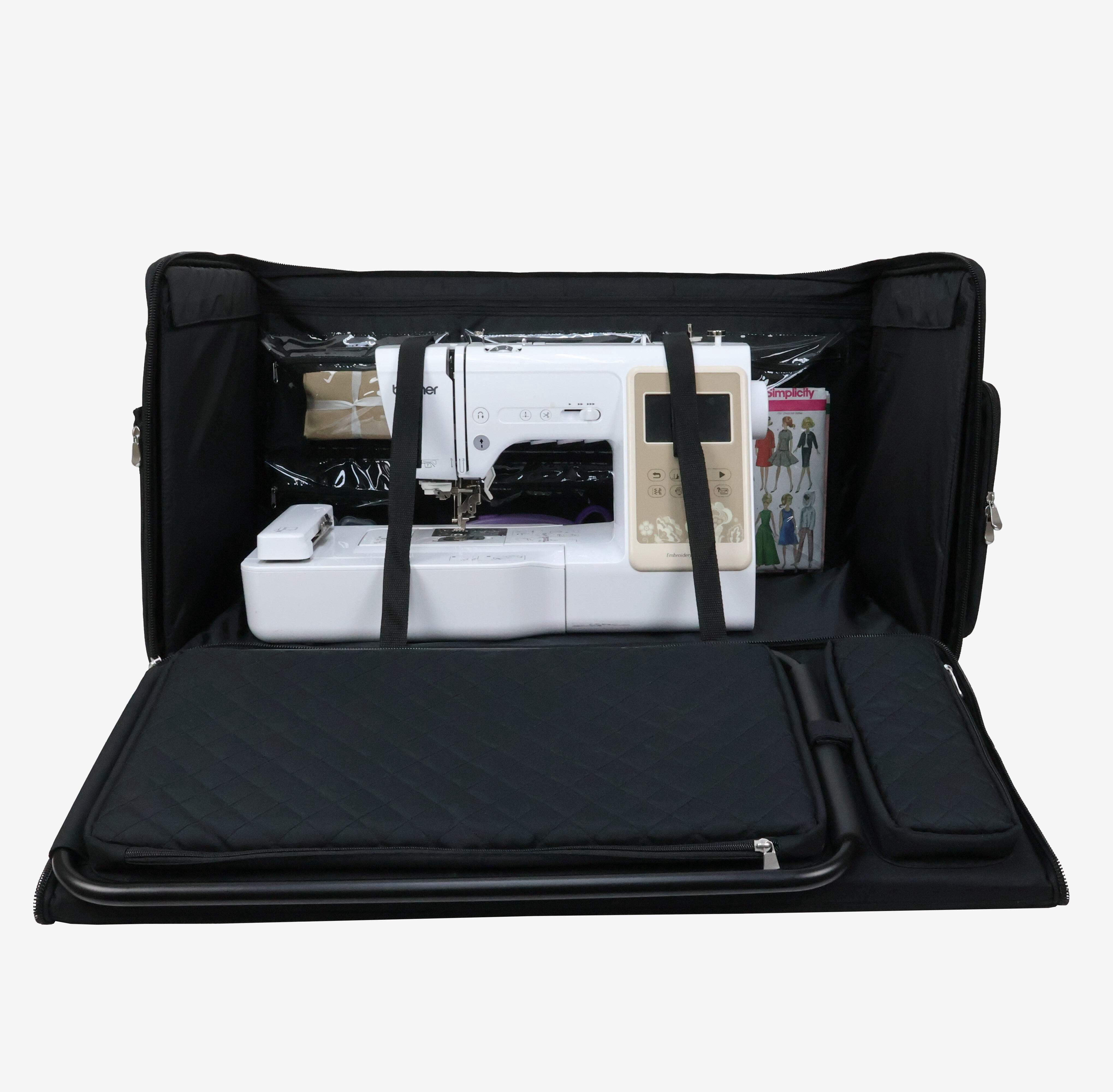 Everything Mary Jumbo 5 Wheel Collapsible Rolling Sewing Machine Storage Case, Black