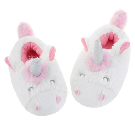 

DSOLE Girls Slippers Toddler Unicorn House Shoes Indoor Outdoor Warm Bedroom Slippers Non-Slip Rubber Sole Little kid 12-13