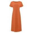 thumbnail image 4 of Jamsmile Women Dress Ladies Summer Comfortable Solid Color Short Sleeve Cotton Long Dresses Vintage Loose Sundress Tshirt Dress, 4 of 6