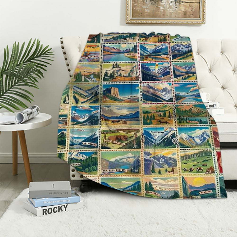 BCIIG National Park Blanket Travel Landscape Blanket Natural Scenic Mountain View Winter Warm Blanket Bedding Birthday Christmas Travel Gift is The Best Gift for Fans' Bedroom White
