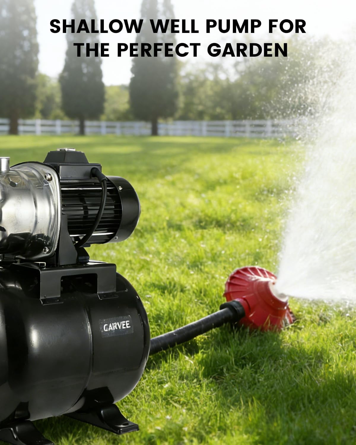 QinaQin Shallow Well Pump with Pressure Tank,Powerful 1.6HP 1320GPH High Flow,164ft Max Head,Stainless Steel Construction,Auto Pressure Switch for Home Farm ,Black