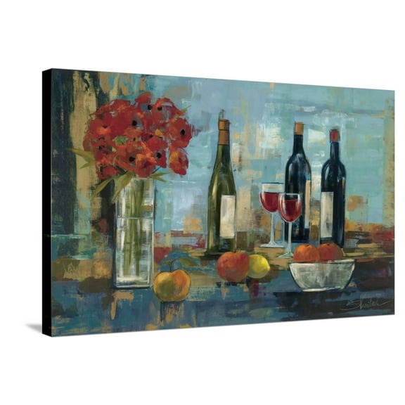 Art.com Fruit and Wine Stretched Canvas Print Wall Art by Silvia Vassileva, 36" x 24"