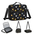 thumbnail image 5 of Football and Trophy Black Pattern Insulated Lunch Bag with Shoulder Strap and Bottle Holder,Bento School Lunch Bag Box,11x9.5x3.5 Inches, 5 of 5