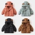 thumbnail image 3 of GYRATEDREAM Toddler Winter Coat Boys Girls Down Jacket Hooded Fleece Warm Outwear 3D Ear Padded Puffer Jacket With Pockets for 6-7Y, 3 of 4