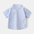 thumbnail image 5 of Cethrio Kids Boys' Button Down Shirts, Summer Cotton Casual Embroidered Short Sleeve Shirts Blue Size 4-5 T, 5 of 9