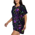 thumbnail image 2 of Picia Multi-colored Spiders Pajamas Sets for Women Soft Short-Sleeved Pjs with Lounge Shorts Two Piece Sleepwear-X-Large, 2 of 9