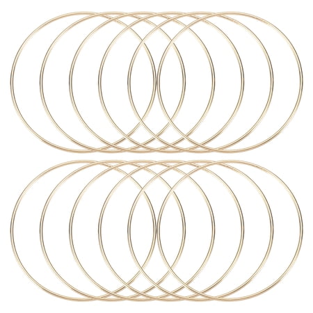 Uxcell 12 Pcs Dream Catcher Rings,Metal Crafts Hoops Floral Hoop 5 Inch Macrame Hoops Ring for DIY Crafts Wreath Making Supplies Plant Hangers,Gold