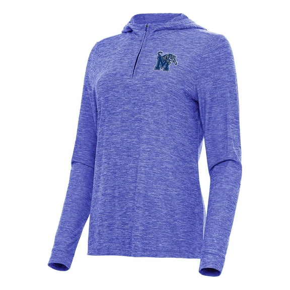 Women's Antigua  Heather Royal Memphis Tigers Daybreak Quarter-Zip Hoodie