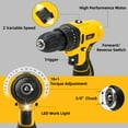 thumbnail image 3 of Deli 12V Max Lithium-Ion Cordless Impact Drill Driver Set, Electric Screwdriver Driver Tool Kit, 3/8" Keyless Chuck,,with 2.0Ah Battery,Charger, 3 of 10