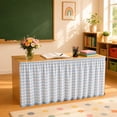 thumbnail image 7 of Multipurpose Rectangular Table Skirt, Teacher Desk Skirting Cover, Cabinet Hideaway Privacy Valance, 72×29 Inch Rod Pocket Decor Dust Curtain, Reusable Table Skirt for Workbench Office Decor, 7 of 7