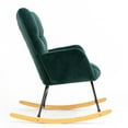 thumbnail image 3 of Modern Rocking Chair Velvet Upholstered Glider Rocker Rocking Accent Chair Padded Seat with High Backrest Armchair Comfy Side Chair for Living Room Bedroom Offices Dark Green, 3 of 8