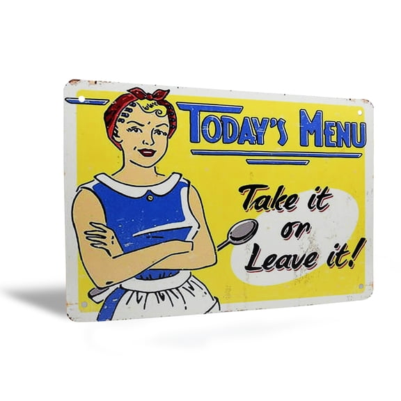 Retro Funny Metal Today's Menu Take It Leave It Wall Sign Vintage Cafe Restaurant Rustic Kitchen Decor