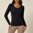 thumbnail image 5 of EDHITNR Women Long Sleeve T-Shirts Basic Crew Neck Slim Fit Stretchy Athletic Yoga Top Casual Workout Running Tee Black XXL, 5 of 7