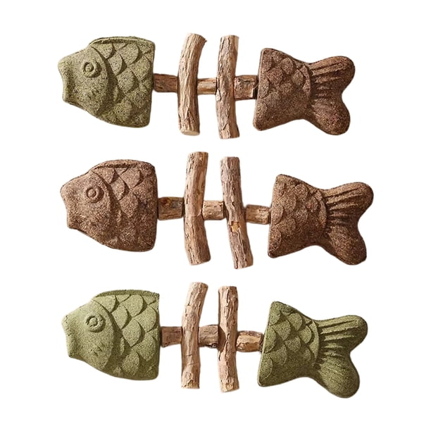 Juguete masticable natural para gatos con forma de espina de pescado, hierba gatera Silvervine, palo masticable, cuidado dental, palo de limpieza para gatos, juego interactivo, salud bucal