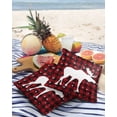 thumbnail image 3 of Pack of 2 Outdoor Pillow Covers, Merry Christmas Buffalo Plaid Red and Black Elk Snowflake Waterproof Square Throw Pillowcase Cushion Decorative Pillow Covers for Couch Patio Tent, 24x24 in, 3 of 6