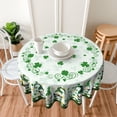 thumbnail image 3 of St Patrick''s Day Round Tablecloth 60 Inch Green Shamrock Gold Coin Gnome Table Cloth Spring Farmhouse Holiday Polyester Table Cover Decorative for Indoor Outdoor Kitchen Dining Party, 3 of 8