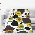 thumbnail image 1 of Balery Black Cow Print With Sunflowers Country Manta de Felpa Suave y Acogedora – Cobija de Franela Aterciopelada para Cama, Lavable y Cálida para Sofá, Mascotas, Transpirable-80"x60", 1 of 7