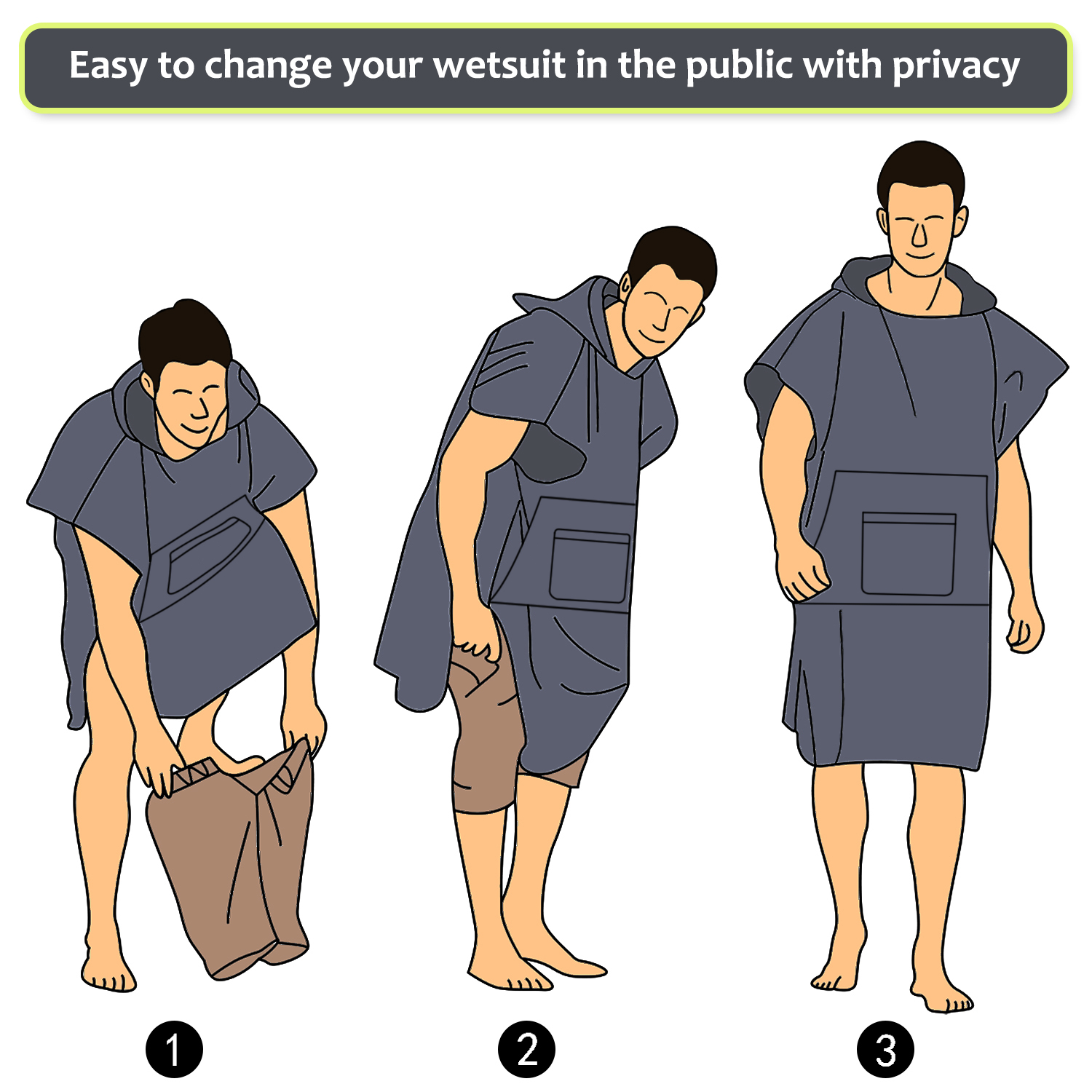 Catalonia Unisex Surf Poncho Changing Towel Robe for Adult Surfer Swimmer Outdoor Beach